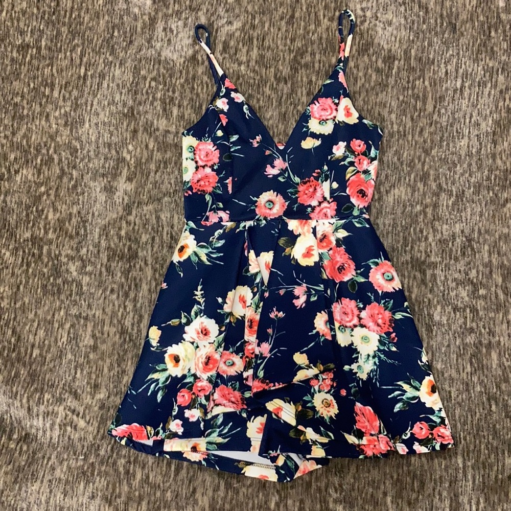Floral Navy Romper